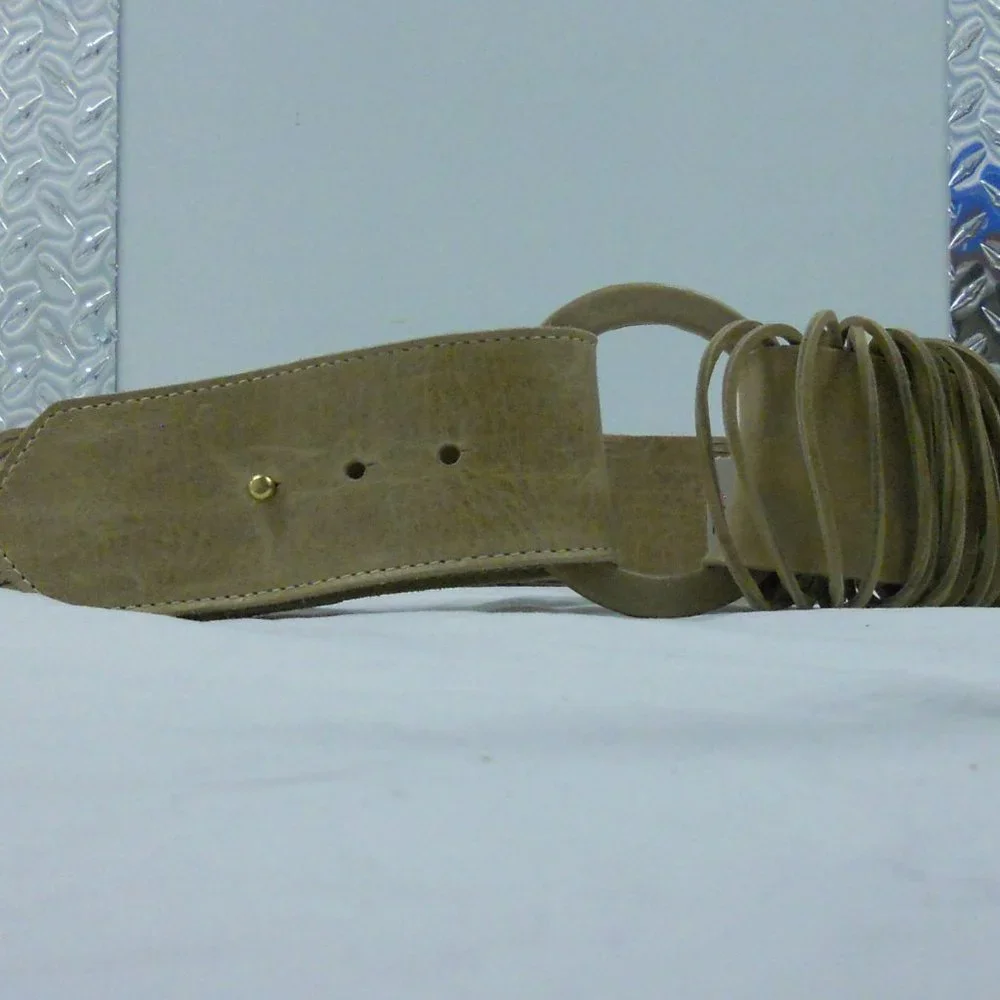 Brave Leather Wide Belt 36 Zuna Canada Beige NWT